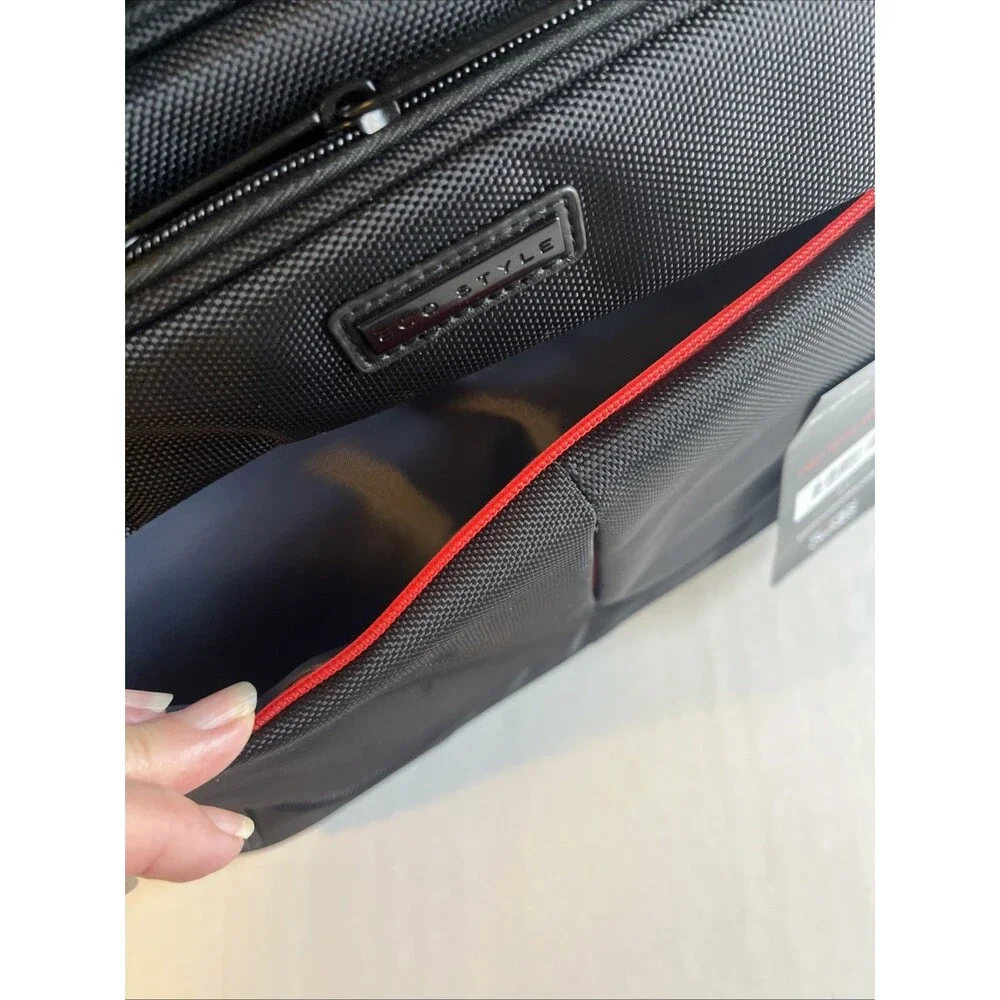 Eco Style Laptop Bag Pro Tech Topload Black Red Business Travel Case Fits 15.6”